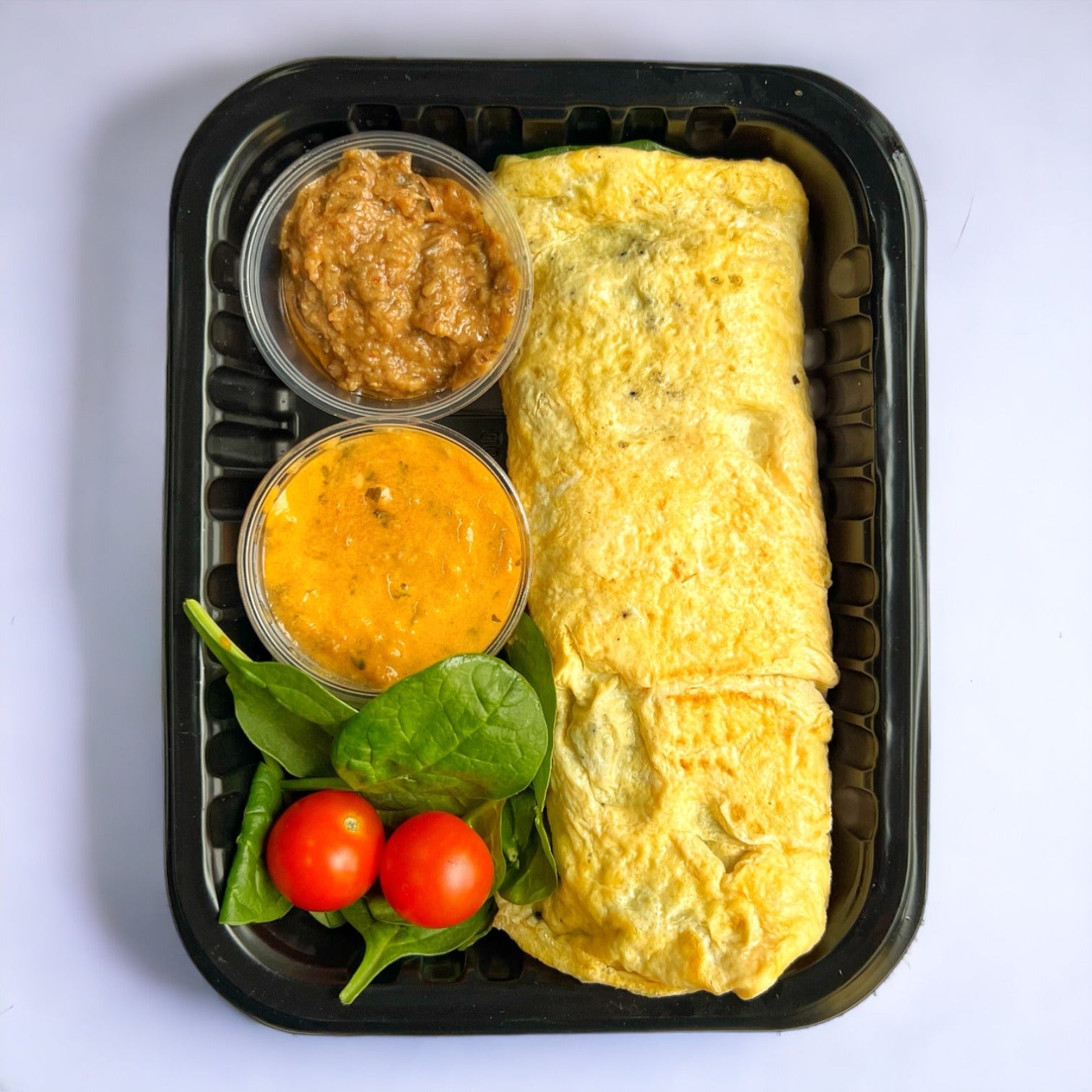 Omelette Relleno de Espinacas y Champiñones