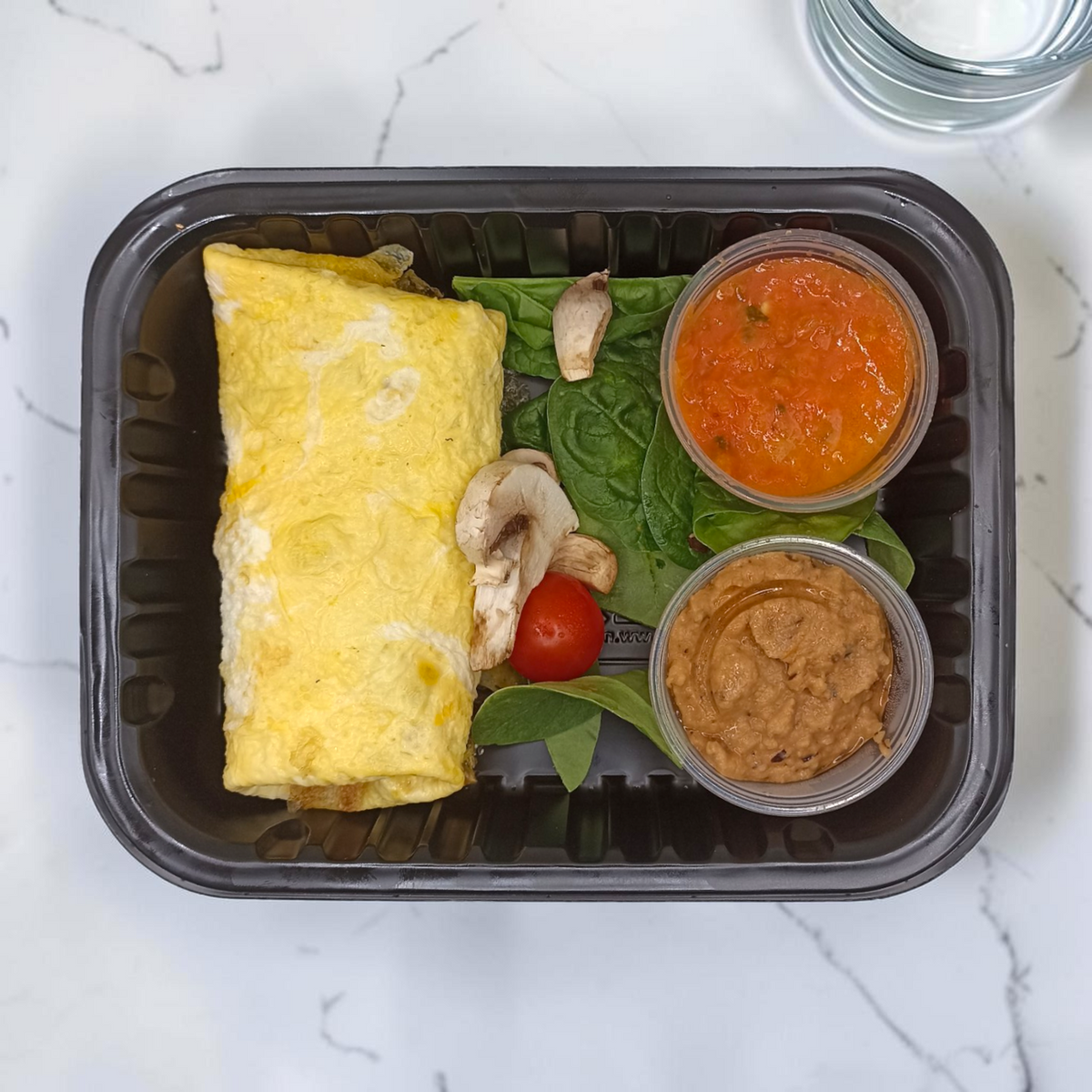 Omelette Relleno de Espinacas y Champiñones