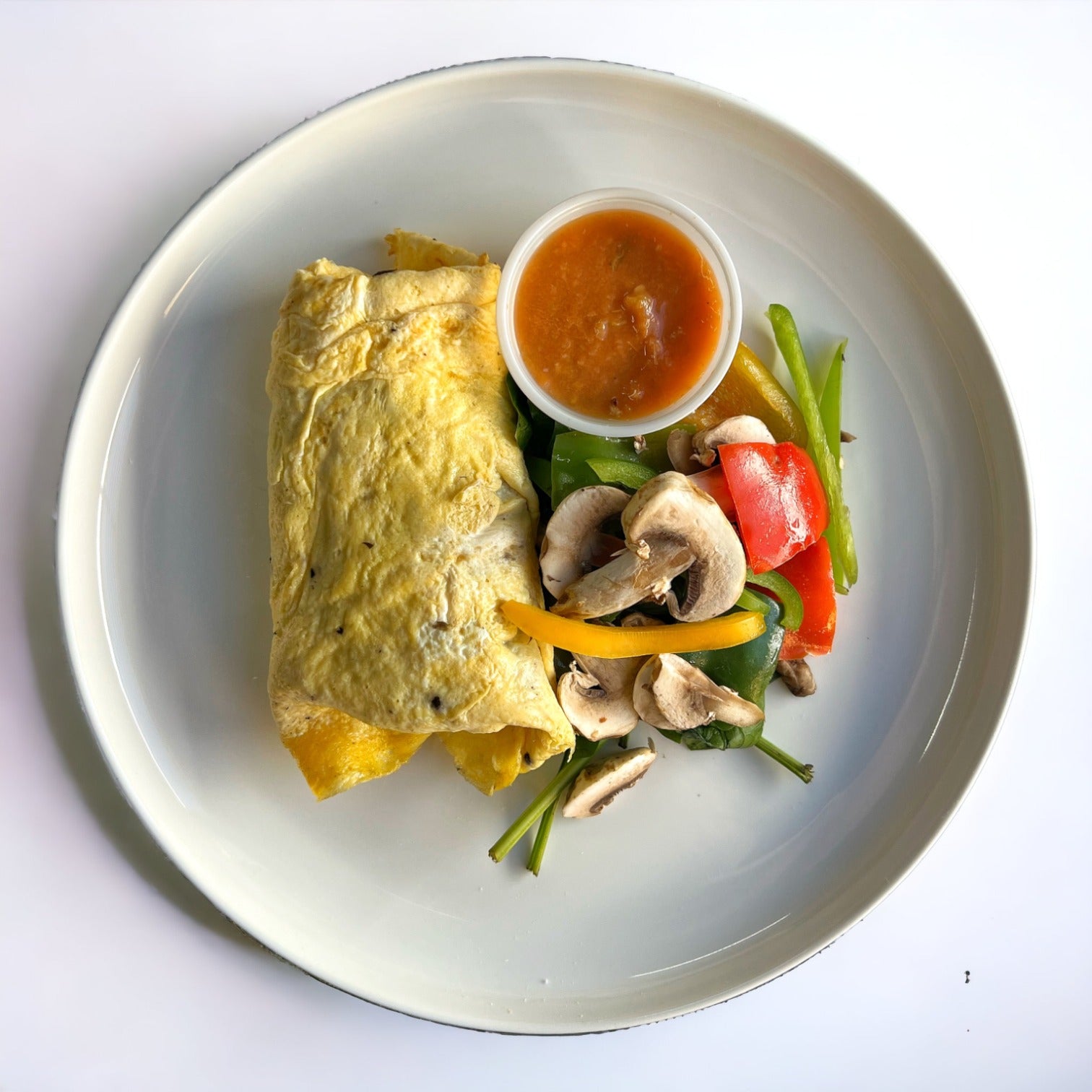 Omelette relleno de pimientos