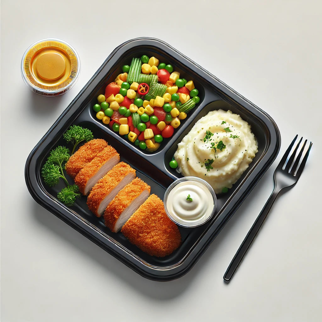 Pollo Empanizado con Vegetales