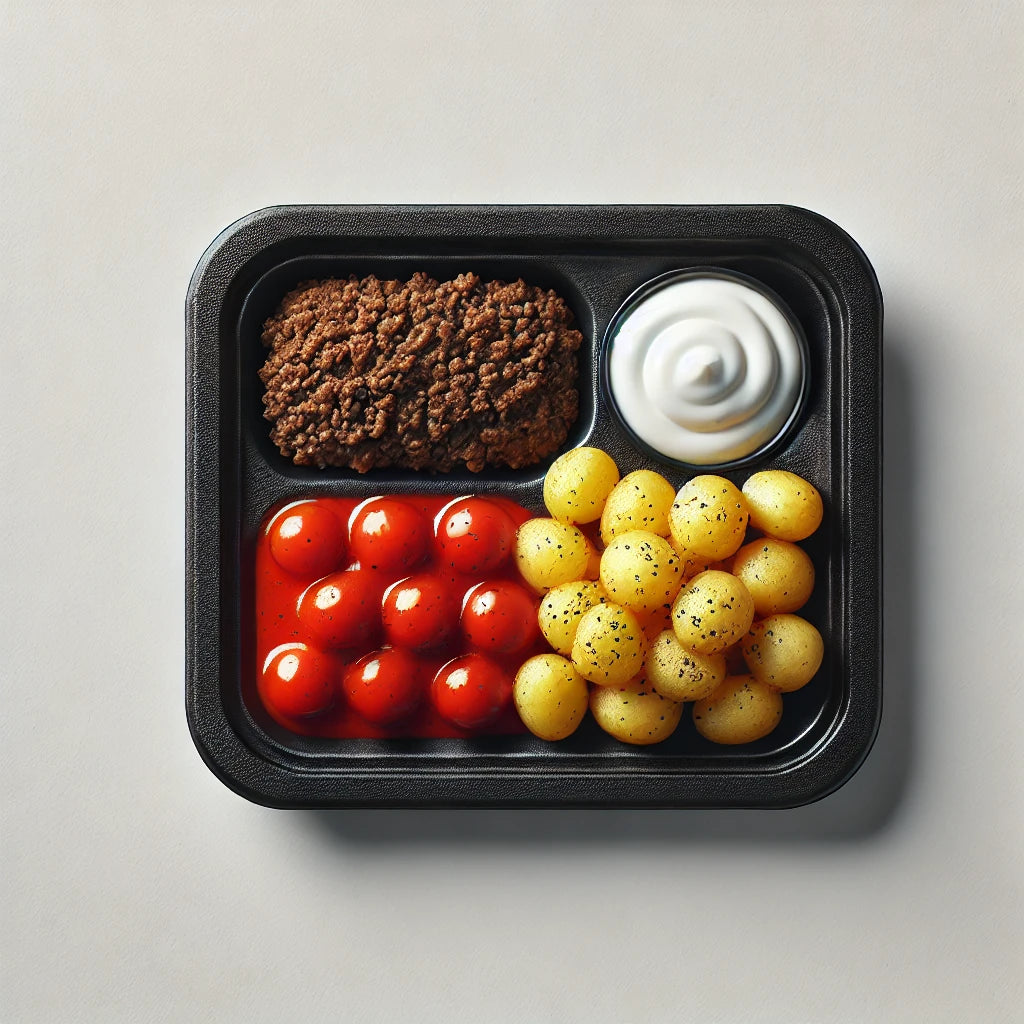 Ground Beef con Papas Bravas