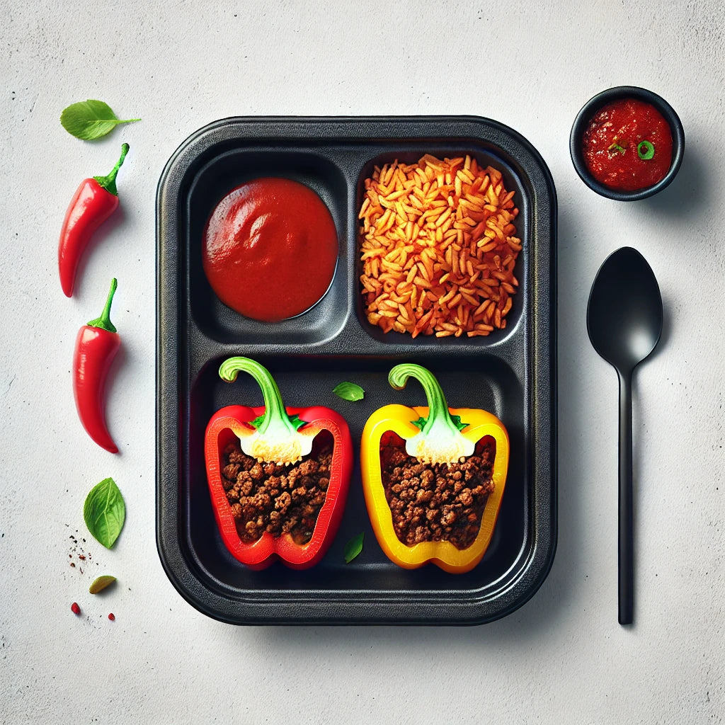 Chiles Rellenos con Arroz Rojo