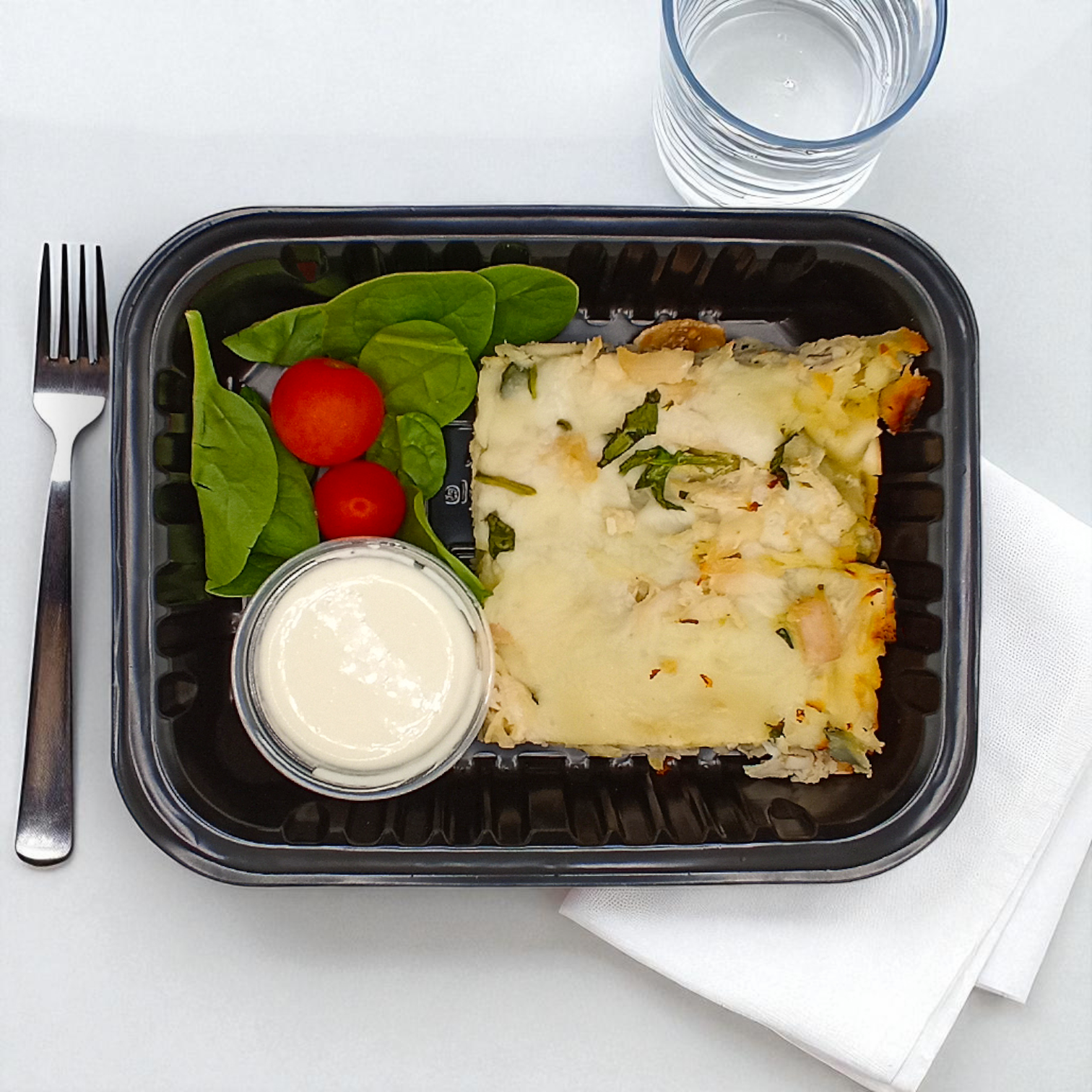 Lasaña de pollo y espinaca